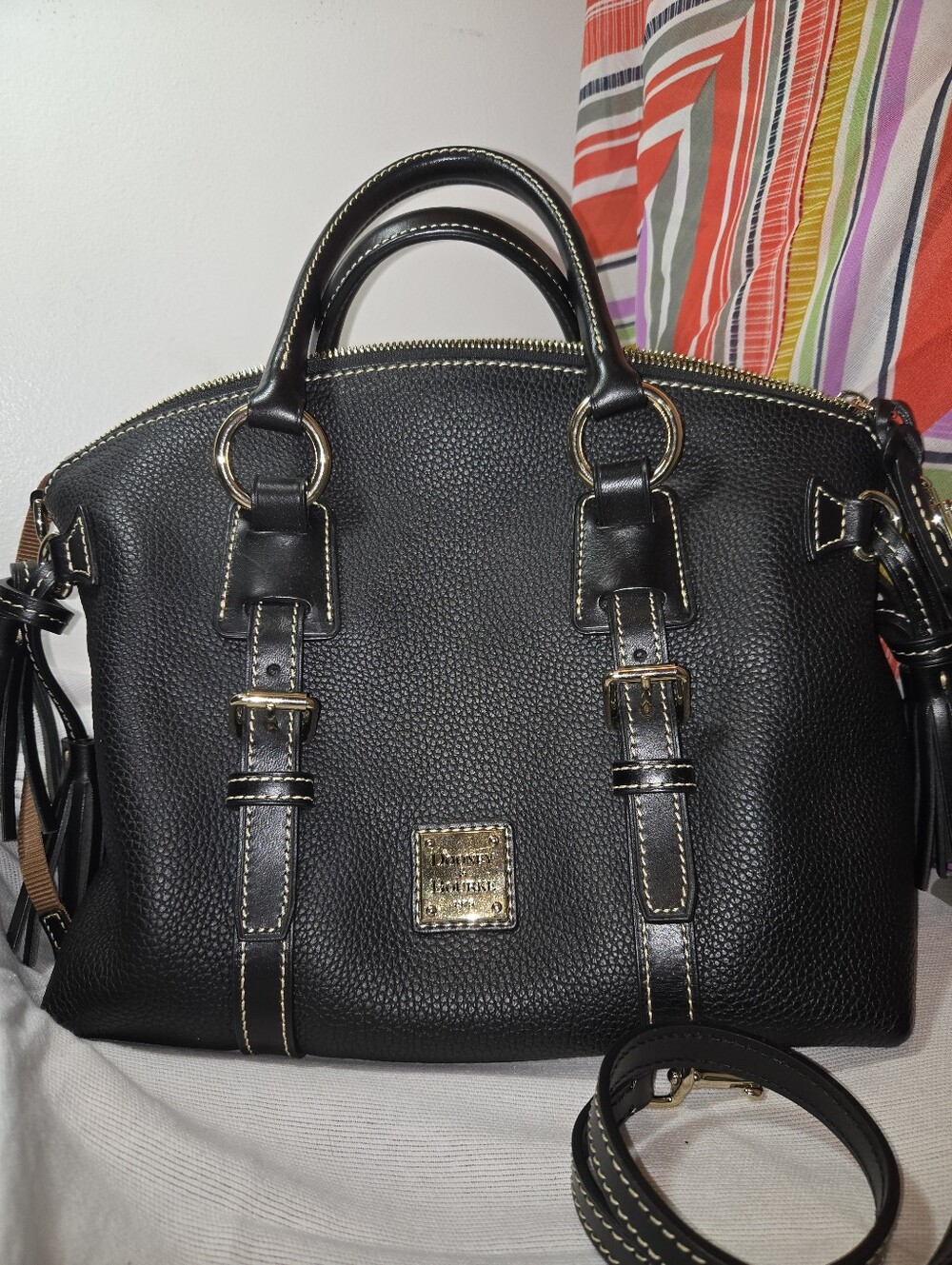 Dooney & Bourke Black Pebbled Leather Medium Satchel. Like New!
